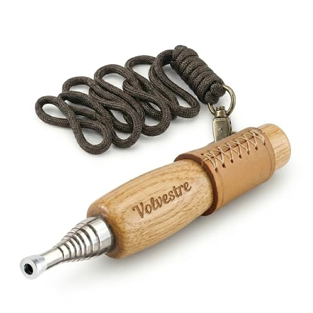 Un tubo de soplado telescópico de acero inoxidable con mango de madera, extendido a 51 centímetros