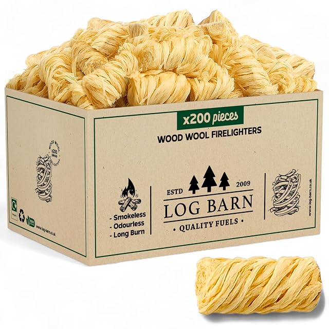 Doscientas pastillas de encendido naturales de viruta de madera hechas con virutas mojadas en cera