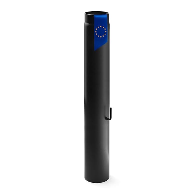 Un tubo de estufa negro mate de un metro y 150 milímetros con un mando de tiro integrado