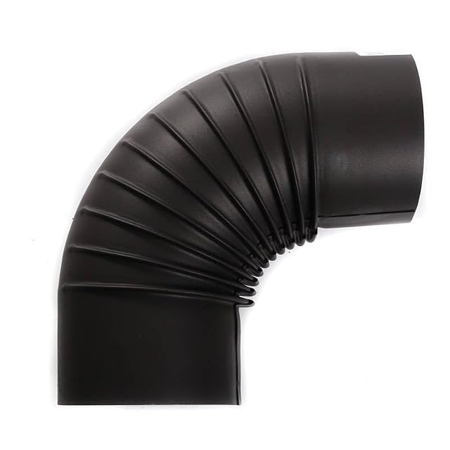 Un codo negro de 90 grados para tubo de estufa de acero aluminizado al fuego, de 120 milímetros