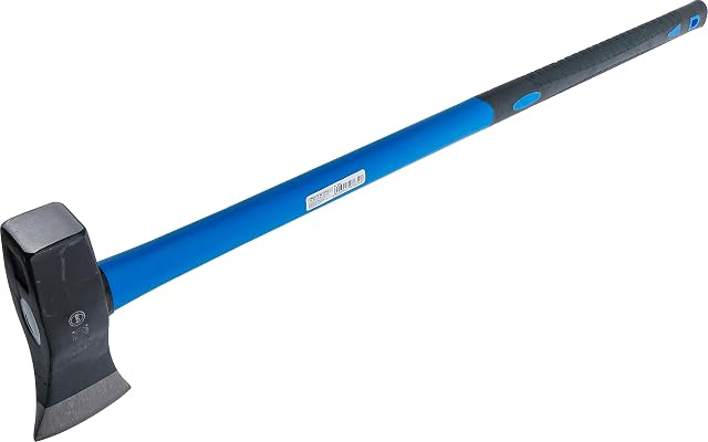 Hacha de partir BGS con cabeza negra de filo pulido, mango de fibra de vidrio y empuñadura engomada