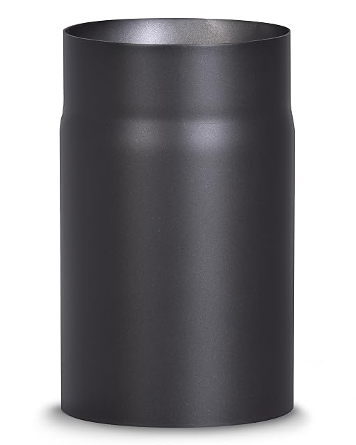Un tubo de estufa de acero con recubrimiento negro, de 150 milímetros de diámetro y 250 milímetros de longitud