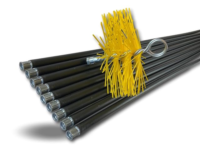 Un juego clásico de deshollinar con un cepillo sintético de 180 milímetros y nueve varillas flexibles