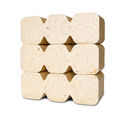 Un lote de 10 kg de briquetas rectangulares de madera blanda en forma RUF con nervaduras de tiro prensadas